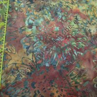 Bali Batik: Braun mit grünen Blumen Bali Batik: Braun mit grünen Blumen