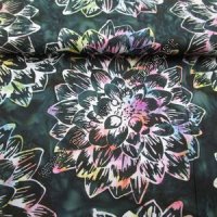 Bali Batik: Dunkelgrün mit großen Blüten