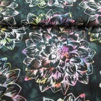 (Bild für) Bali Batik: Dunkelgrün mit großen Blüten