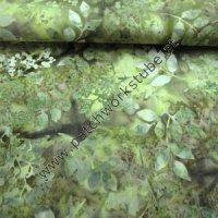 Bali Batik: Olivgrün mit Blättern Bali Batik: Olivgrün mit Blättern