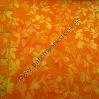 Bali Batik: Orange mit Blättern Bali Batik: Orange mit Blättern